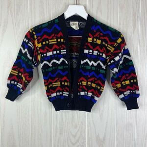 Vintage Cardigan Kid’s Grandpa Sweater Size 5 100% Acrylic Loud 90’s
